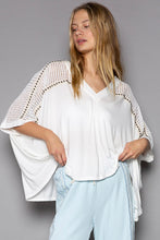 Load image into Gallery viewer, POL Oversize V-Neck Crochet Lace Contrast Studded Top
