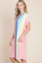 Load image into Gallery viewer, BOMBOM Striped Short Sleeve Dress with Pockets
