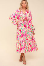 Load image into Gallery viewer, Haptics Full Size Floral Surplice Balloon Sleeve Dress with Side Pockets
