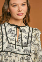 Load image into Gallery viewer, Umgee Ruffled Tie Neck Puff Sleeve Babydoll Blouse
