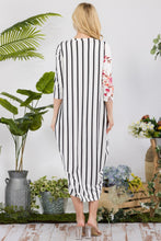 Load image into Gallery viewer, Celeste Full Size Floral Striped Contrast Midi-Dress with Pockets
