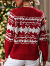 Load image into Gallery viewer, Perfee Geometric Round Neck Long Sleeve Sweater
