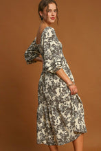 Load image into Gallery viewer, Umgee Ruffle Hem Flower Printed V-Neck Dress
