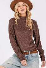 Load image into Gallery viewer, SAGE + FIG Glitter Mock Neck Lettuce Hem Long Sleeve Top
