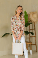 Load image into Gallery viewer, Sew In Love Full Size Wrinkle-Free Floral Notched Top
