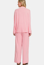 Load image into Gallery viewer, Zenana Button Down Long Sleeve Top and Pants Lounge Set
