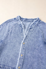 Load image into Gallery viewer, Raw Hem Button Down Long Sleeve Denim Dress
