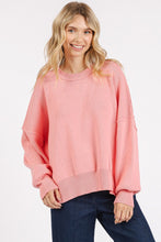 Load image into Gallery viewer, Mittoshop Side Slit Round Neck Drop Shoulder Sweater

