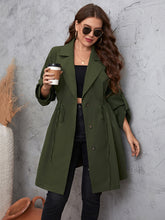 Load image into Gallery viewer, Honey Plus Size Lapel Collar Roll-Tab Sleeve Trench Coat
