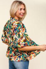 Load image into Gallery viewer, Haptics Full Size Frill Floral Puff Sleeve Peplum Blouse
