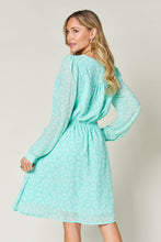 Load image into Gallery viewer, Double Take Full Size Printed Ruched V-Neck Long Sleeve Dress
