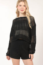 Load image into Gallery viewer, VERY J Openwork Cropped Cover Up and Shorts Set
