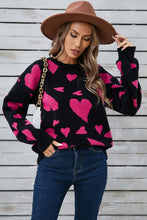 Load image into Gallery viewer, Angel Wings Heart Contrast Round Neck Long Sleeve Sweater
