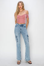 Load image into Gallery viewer, RISEN Full Size High Rise Cargo Flare Jeans

