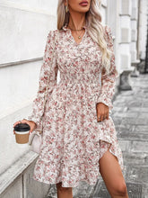Load image into Gallery viewer, Ruffle Hem Floral Surplice Long Sleeve Dress
