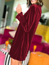 Load image into Gallery viewer, Full Size Mock Neck Smocked Long Sleeve Mini Dress
