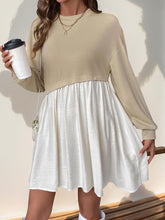 Load image into Gallery viewer, Perfee Contrast Round Neck Long Sleeve Mini Dress
