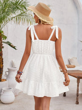 Load image into Gallery viewer, Ruffle Hem Sleeveless Eyelet Mini Dress
