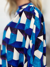 Load image into Gallery viewer, Double Take Full Size Geometric Notched Half Sleeve Blouse

