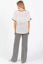 Load image into Gallery viewer, GeeGee Contrast Trim Short Sleeve Knit Cover Up
