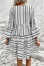 Load image into Gallery viewer, Printed Tie Neck Three-Quarter Sleeve Mini Dress
