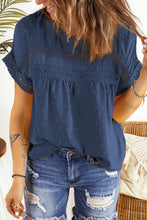 Load image into Gallery viewer, Swiss Dot Decorative Button Short Sleeve Blouse
