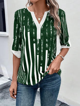 Load image into Gallery viewer, Striped Notched Half Sleeve Blouse
