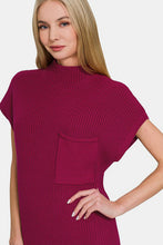 Load image into Gallery viewer, Zenana Mock Neck Short Sleeve Sweater Dress
