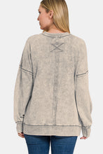 Load image into Gallery viewer, Zenana Exposed Seam Round Neck Dropped Shoulder Sweatshirt
