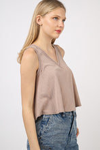 Load image into Gallery viewer, VERY J V-Neck Knit Swing Cropped Tank

