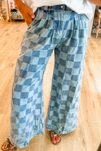 Load image into Gallery viewer, Checkered Wide Leg Jeans with Pockets
