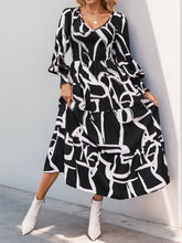 Load image into Gallery viewer, Perfee Smocked Printed Long Sleeve Midi Dress
