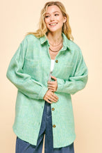 Load image into Gallery viewer, Davi &amp; Dani Curved Hem Heathered Dropped Shoulder Shacket
