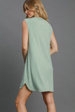 Load image into Gallery viewer, Umgee Round Neck Sleeveless High-Low Curved Hemline Mini Dress
