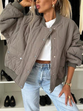 Load image into Gallery viewer, Baseball Collar Snap Down Long Sleeve Jacket
