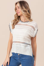 Load image into Gallery viewer, BiBi Stitch Edge Pointelle Side Slit Sweater Vest
