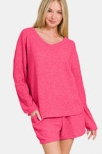 Load image into Gallery viewer, Zenana V-Neck Long Sleeve Ribbed Top and Shorts Set
