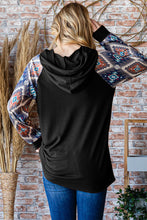 Load image into Gallery viewer, Heimish Half Button Printed Long Sleeve Hooded Top
