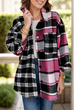 Load image into Gallery viewer, Pocketed Plaid Collared Neck Long Sleeve Shacket
