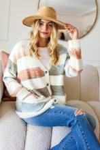 Load image into Gallery viewer, Haptics Full Size Button Down Stripe Soft Fuzzy Sweater Cardigan
