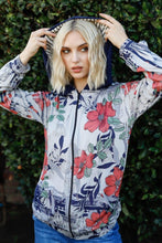 Load image into Gallery viewer, Blumin Apparel Full Size Floral Zip Up Hoodie
