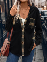 Load image into Gallery viewer, Pocketed Plaid Button Down Hooded Shacket

