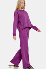 Load image into Gallery viewer, Zenana Round Neck Raglan Sleeve Top and Elastic Waist Pants Set
