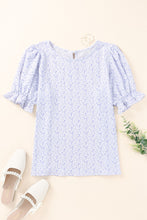 Load image into Gallery viewer, Printed Round Neck Half Flounce Sleeve Top
