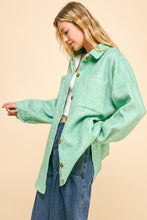 Load image into Gallery viewer, Davi &amp; Dani Curved Hem Heathered Dropped Shoulder Shacket
