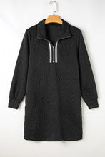 Load image into Gallery viewer, Texture Quarter Zip Long Sleeve Mini Dress
