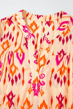 Load image into Gallery viewer, Tiered Printed Notched Long Sleeve Midi Dress
