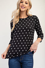 Load image into Gallery viewer, Celeste Full Size Polka Dot Round Neck Three-Quarter Sleeve T-Shirt
