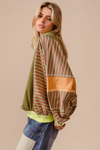 Load image into Gallery viewer, BiBi Color Block Striped Round Neck Sweatshirt
