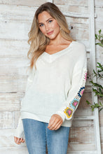 Load image into Gallery viewer, Crochet Flower V-Neck Sweater
